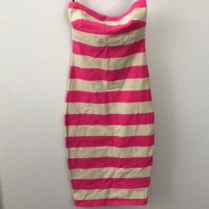 Strapless BeBe stripped Midi dress